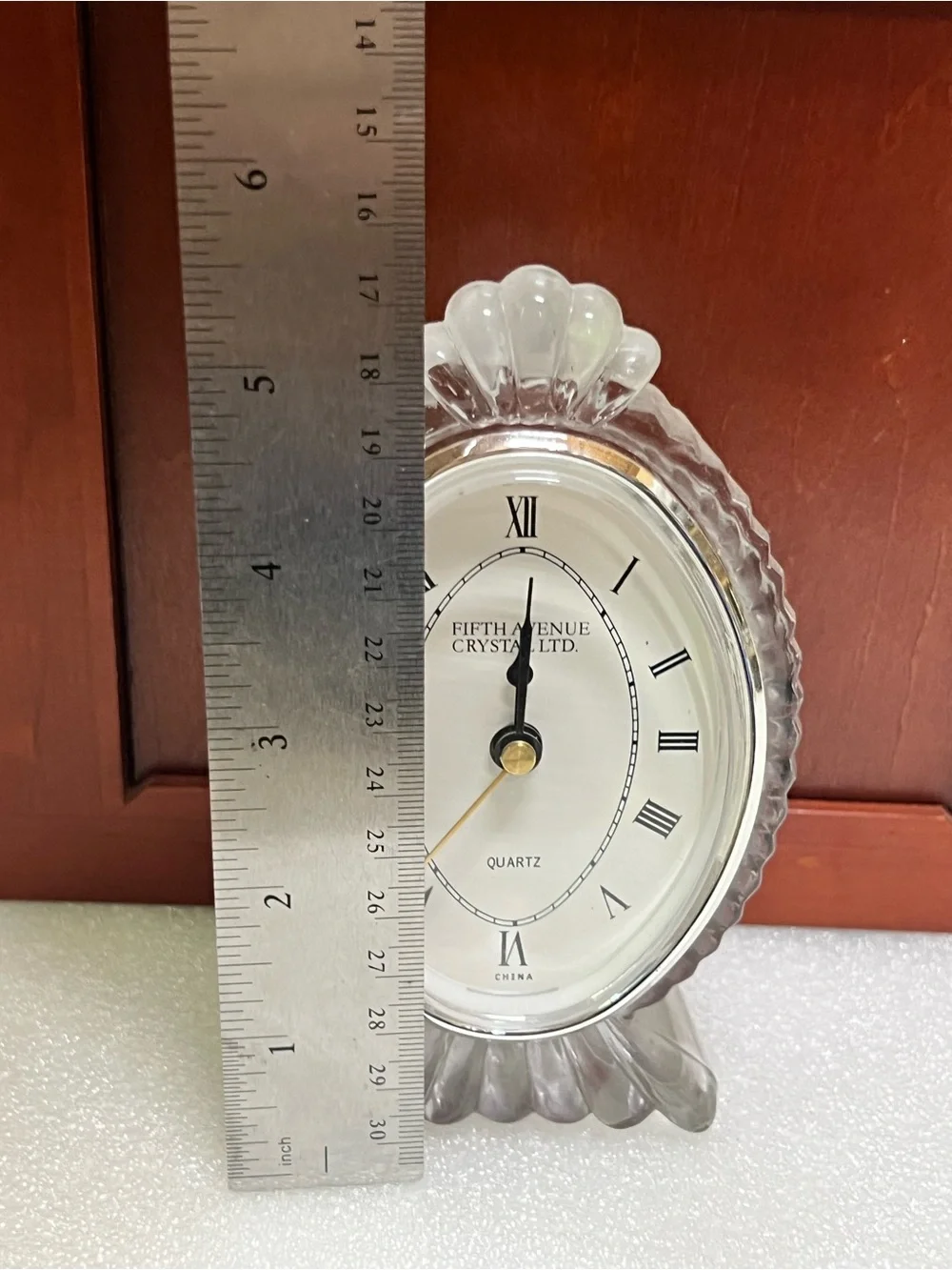Vintage Fifth Avenue Crystal Clear Quartz Desk Clock
